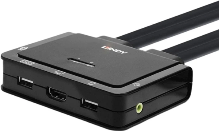 KVM-перемикач Lindy 2 Port HDMI, USB 2.0 & Audio Cable Black (4002888423403) - зображення 3