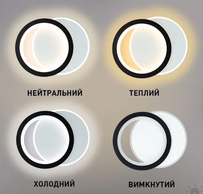 Керований світлодіодний світильник, бра VIVA 25 W 2R-ON/OFF-250×200×40- WHITE/BLACK-220-IP20 - зображення 4
