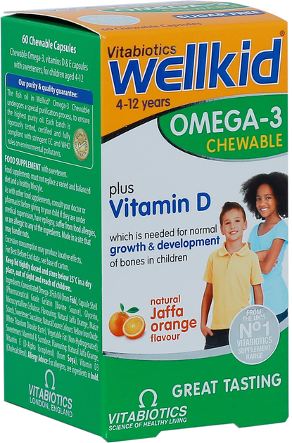 Suplement diety Vitabiotics Wellkid Omega-3 Chewable dla dzieci 60 kapsułek Pomarańczowy (5021265247578) - obraz 1