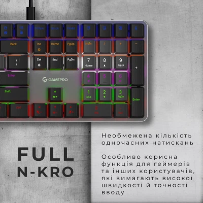 Клавиатура GamePro MK145R Red Swich Low Profile USB Dark Gray (MK145R) - Фото 6 Клавиатура GamePro MK145R Red Swich Low Profile USB Dark Gray (MK145R) - изображение 6