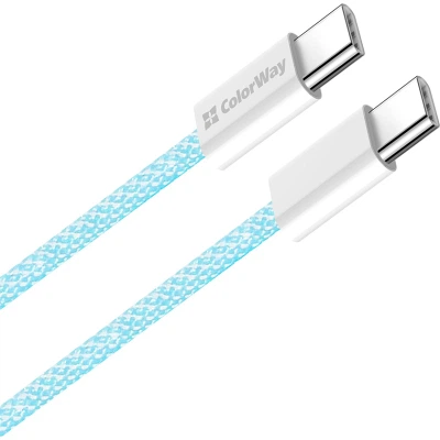 Дата кабель USB-C to USB-C 1.0m 60W 3.0А blue ColorWay (CW-CBPDCC061-BL) - изображение 6