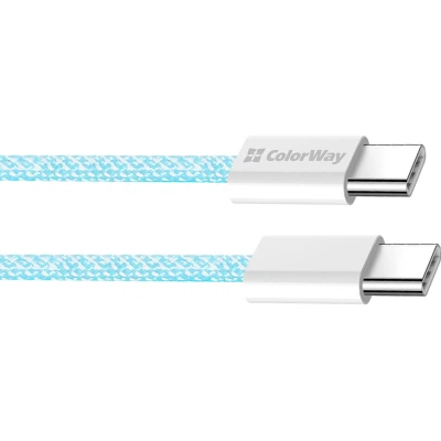 Дата кабель USB-C to USB-C 1.0m 60W 3.0А blue ColorWay (CW-CBPDCC061-BL) - изображение 7
