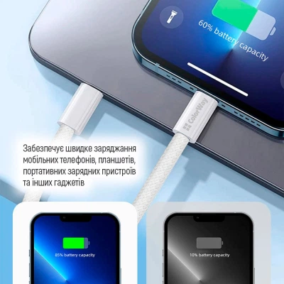 Дата кабель USB-C to USB-C 1.0m 60W 3.0А grey ColorWay (CW-CBPDCC061-GR) - зображення 7