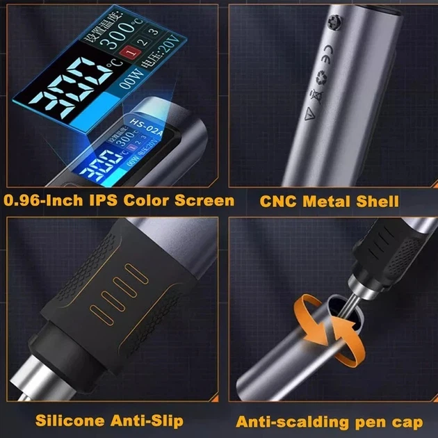 Портативний паяльник USB Fnirsi HS-02a блоком жевлення - изображение 3