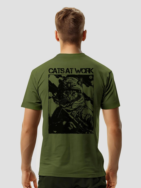 Футболка чоловіча "Cats at Work" хакі XXL - зображення 2