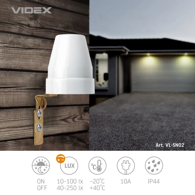 Датчик освітлення фотометричний VIDEX VL-SN02 10A 220V - зображення 3