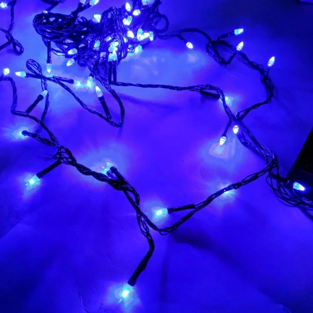 Гирлянда Нить Конус-рис LED 100 Синий чёрный провод 1-32 - изображение 3
