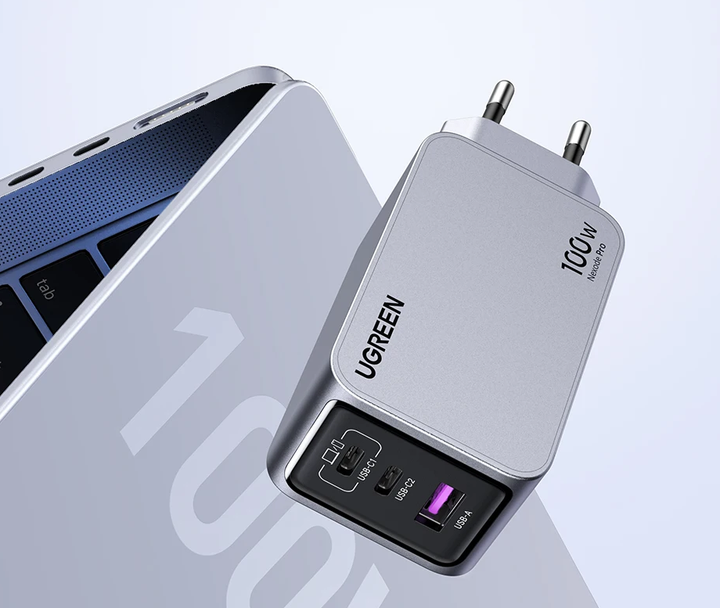 Зарядное устройство Ugreen Nexode Pro 100W с 3 портами USB + Type-C (QC 4.0, PD 3.0) - изображение 2