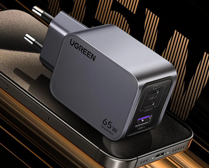 Зарядний пристрій Ugreen Nexode Pro 65W GaN mini з 3 портами (QC4.0+PD3.0) - зображення 2