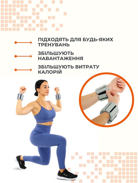 Утяжелители браслеты (500 гр) утяжелители для рук и ног с силиконовым покрытием серые FI-0709 - изображение 8