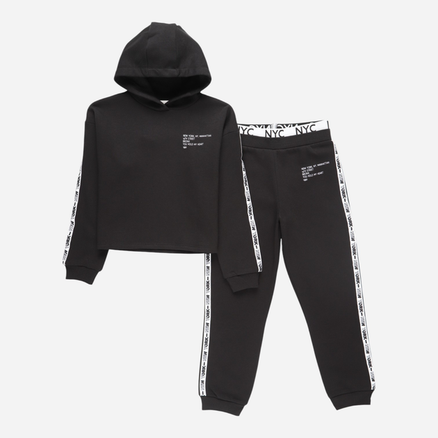 Подростковый спортивный костюм (худи + штаны) для девочки George GD-00091601 140-152 см Черный (DN5059188346351) 