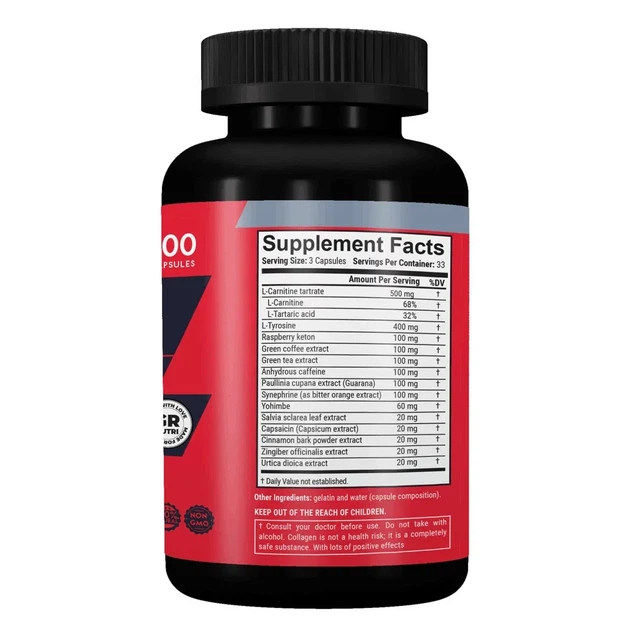 Жироспалювач Premium Intense-5 для сушіння і схуднення, Garo Nutrition, 100 капсул - зображення 2