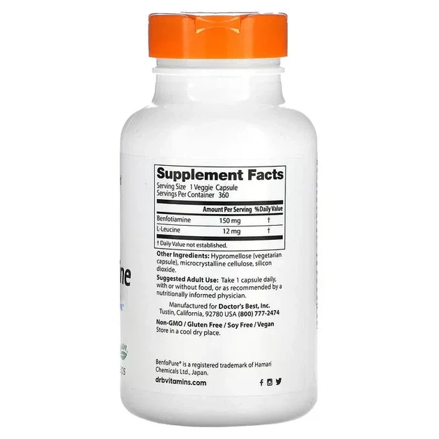 Бенфотиамін Doctor's Best (Benfotiamine) 360 капсул - зображення 2