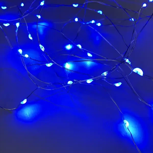 Новогодняя гирлянда штора Капля росы 3х3 м от USB, повер банка (синий цвет) 300 LED с пультом ДУ - изображение 5