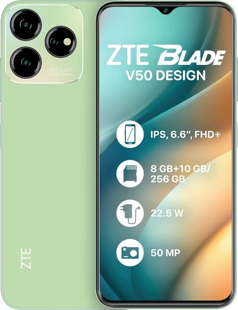 Смартфон ZTE Blade V50 Design 8/256GB Dual Sim Green - Фото 1 Смартфон ZTE Blade V50 Design 8/256GB Dual Sim Green - изображение 1