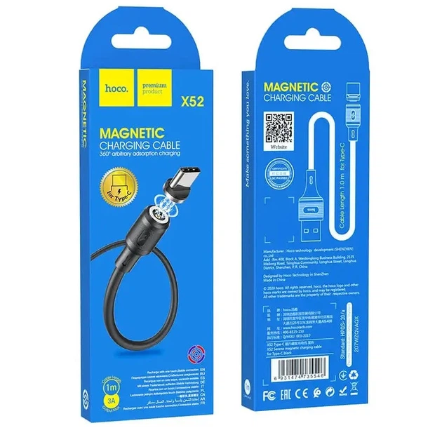 Кабель магнітний Hoco X52 Type-C - USB (3A) 1м для заряджання Black - Фото 5 Кабель магнітний Hoco X52 Type-C - USB (3A) 1м для заряджання Black - зображення 5
