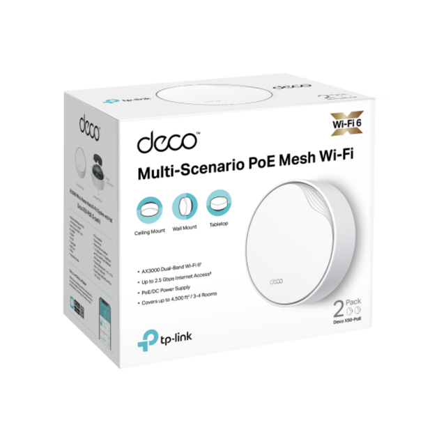 Домашня Mesh Wi-Fi система TP-Link Deco X50-PoE(2-pack) 3000Мбіт/с у комплекті 2шт - зображення 4