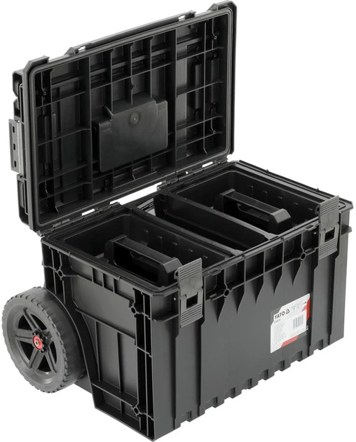 Skrzynka na narzędzia YATO 52V S1, 2 sekcje, na kółkach, z teleskopową rączką, 660x643x483 mm (YT-09159) - obraz 4