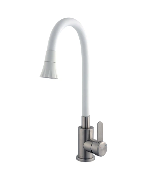 Смеситель для кухни с гибким изливом Globus Lux WIEN SBT2-203SA-W07 однорычажный, нержавейка, белый - Фото 5 Смеситель для кухни с гибким изливом Globus Lux WIEN SBT2-203SA-W07 однорычажный, нержавейка, белый - изображение 5