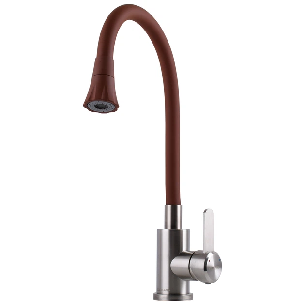 Смеситель для кухни Globus Lux Wien излив с гибким изливом, хром/коричневый (SBT2-203SA-R10) - изображение 4