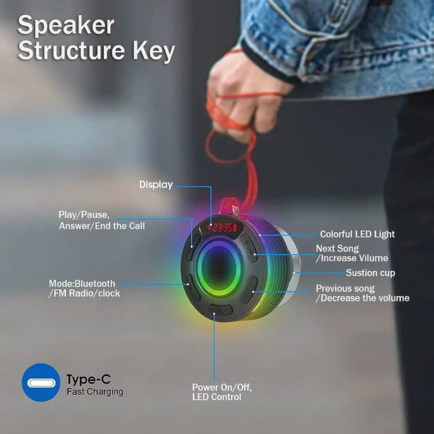 Портативная Bluetooth колонка OYIB K8 Черный - изображение 5