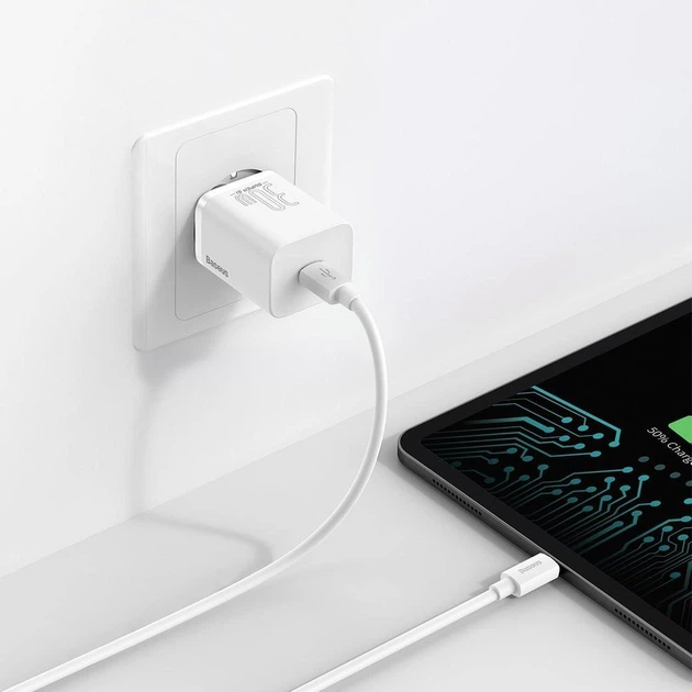 Сетевое зарядное устройство Baseus Quick Charger адаптер Type-C с быстрой зарядкой 30W, Белый - Фото 6 Сетевое зарядное устройство Baseus Quick Charger адаптер Type-C с быстрой зарядкой 30W, Белый - изображение 6