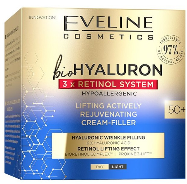 Krem-filler do twarzy Eveline BioHyaluron 3 x Retinol System 50+ Liftingujący 50 ml (5903416026068) - obraz 1