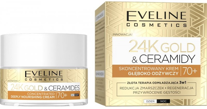 Крем для обличчя Eveline 24K Gold & Ceramidy 70+ поживний 50 мл (5903416055136) - зображення 1