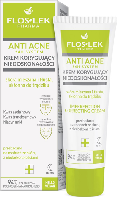 Krem do twarzy Floslek Anti Acne 24h System korygujący niedoskonałości 50 ml (5905043022543) - obraz 1