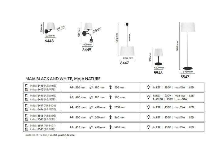 Бра MAJA Black/White 6448 TK-Lighting черный / белый - изображение 2
