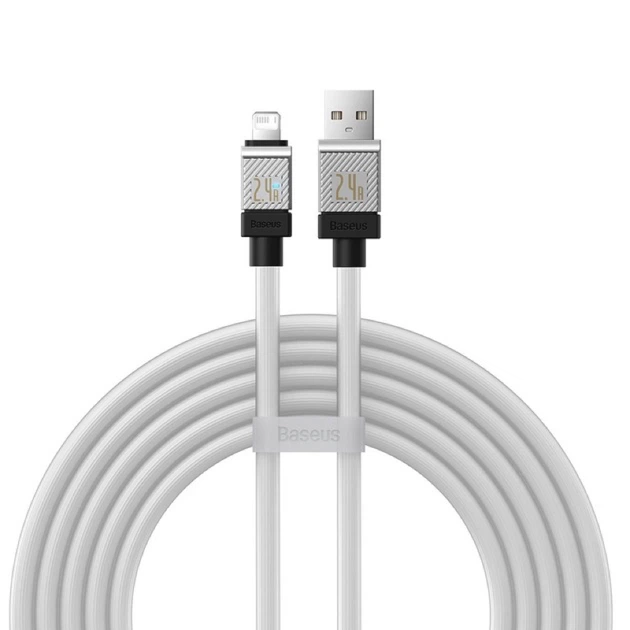 Кабель Baseus CoolPlay Series Fast Charging Cable USB to iP 2.4A 2m White (CAKW000502) - Фото 1 Кабель Baseus CoolPlay Series Fast Charging Cable USB to iP 2.4A 2m White (CAKW000502) - зображення 1