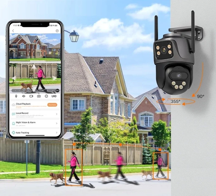 Уличная WiFi IP камера Besder A8Q 8Мп 2 независимых объектива черная - Фото 2 Уличная WiFi IP камера Besder A8Q 8Мп 2 независимых объектива черная - изображение 2