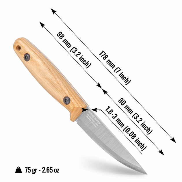 Мисливський Ніж з Вуглецевої Сталі Finn Lite BPS Knives - Ніж для риболовлі, мисливства, походів - зображення 2