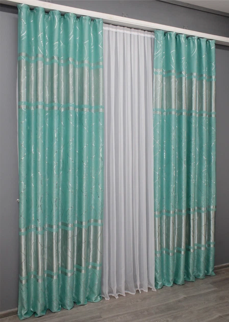 Комплект готовых штор VR-Textil Софт Лиана № 464ш Бирюзовый 150х270 см 2 шт (30-204) - Фото 5 Комплект готовых штор VR-Textil Софт Лиана № 464ш Бирюзовый 150х270 см 2 шт (30-204) - изображение 5