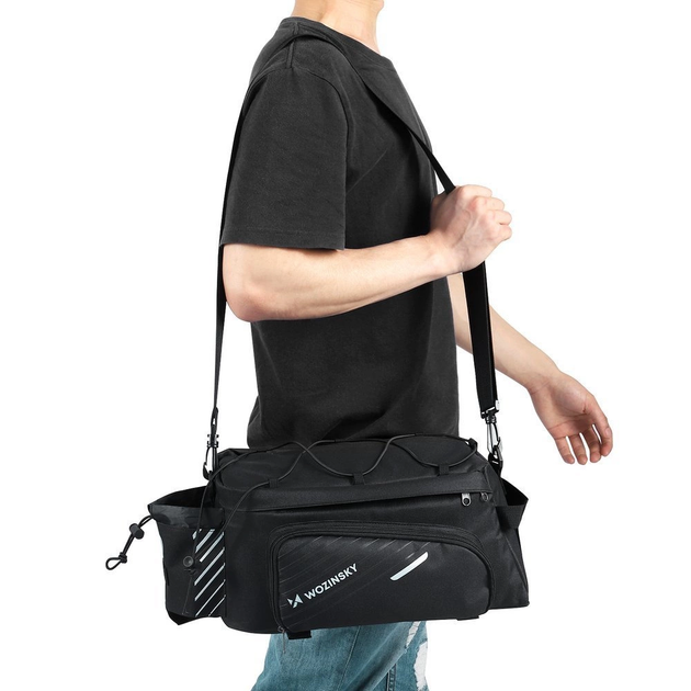 Велосумка Wozinsky WBB22BK на багажник з плечовим ременем 9 л Black (5907769300646) - зображення 7