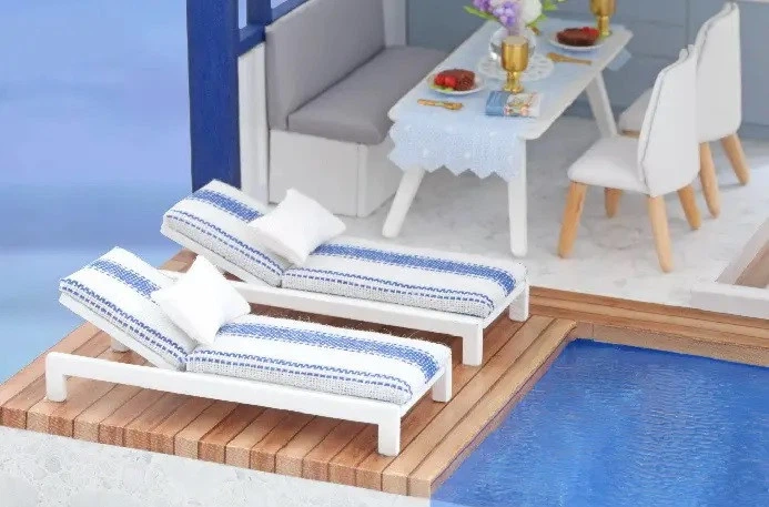 Румбокс Вилла с бассейном Интерьерный конструктор Cutebee Time Apartment DIY Dollhouse Kit DIY A-066 + музыкальный механизм - изображение 10