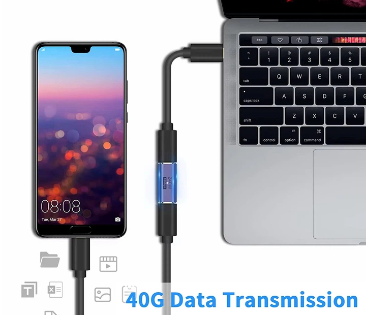 Перехідник адаптер OTG USB Type-C F/F LED (USB 4.0, 40Gbps, 240W, 8K) Metal Type-2 (48652) - Фото 5 Перехідник адаптер OTG USB Type-C F/F LED (USB 4.0, 40Gbps, 240W, 8K) Metal Type-2 (48652) - зображення 5