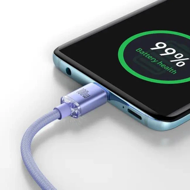 Кабель Baseus Crystal Shine Series Fast Charging Cable Type-C to Type-C 100W 1.2m CAJY000605 Purple - изображение 5