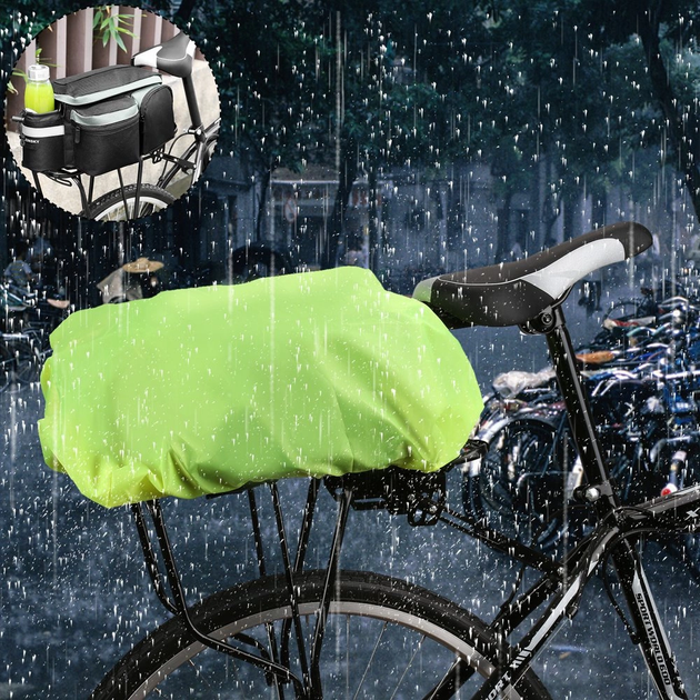 Універсальний дощовик Wozinsky з гумкою на велосумку/рюкзак Green (7426825361707) - зображення 3