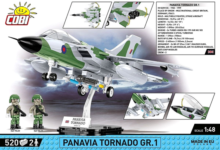 Klocki konstrukcyjne Cobi 5852 Armed Forces Panavia Tornado GR.1 wielozadaniowy myśliwiec 520 klocków (5902251058524) - obraz 7
