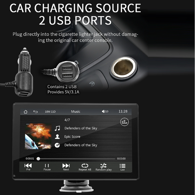 Портативный автомобильный MP5-плеер с поддержкой CarPlay/Android Auto 9 дюймов - изображение 11
