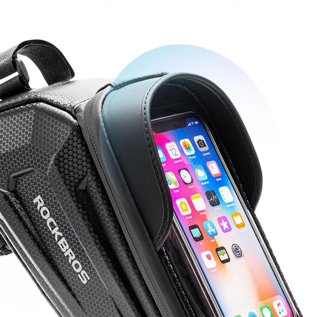 Torba rowerowa RockBros B68 na ramę z etui na telefon i pokrowcem na torbę 1.7 l Black (7016802869779) - obraz 3