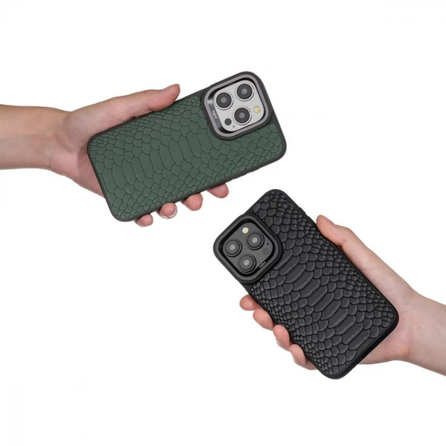 Чохол Kajsa Snake Pattern with Magnetic Ring iPhone 16 Pro Max light gray - Фото 4 Чохол Kajsa Snake Pattern with Magnetic Ring iPhone 16 Pro Max light gray - изображение 4