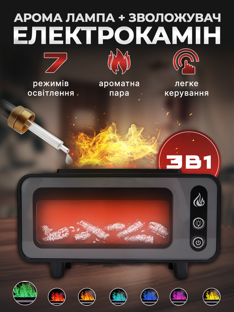 Аромалампа Andowl 3 в 1 с LED подсветкой 7 цветов Черный (q-js80) - Фото 2 Аромалампа Andowl 3 в 1 с LED подсветкой 7 цветов Черный (q-js80) - изображение 2