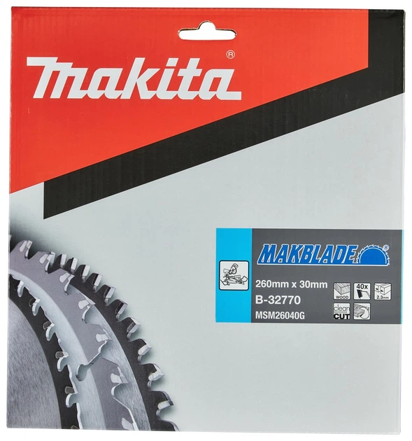 Диск пиляльний по деревині 260х30 мм 40T Makita MakBlade B-32770 - Фото 4 Диск пиляльний по деревині 260х30 мм 40T Makita MakBlade B-32770 - зображення 4