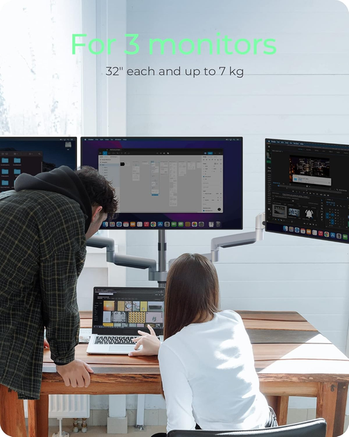 Uchwyt biurkowy dla trzech monitorów Icy Box 32" Black (IB-MS505-TI) - obraz 4