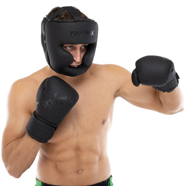 Перчатки боксерские на липучке MaxxMMA GB10 размер 12 унций Black - изображение 7