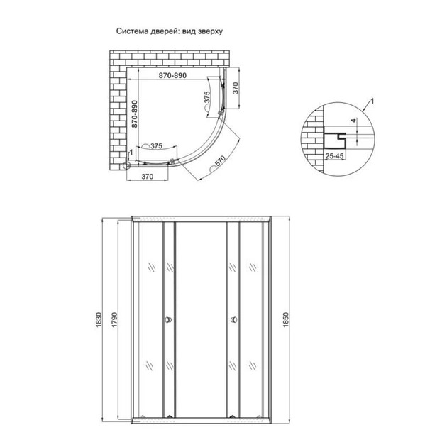 Душевая кабина Lidz Latwa SC90x90.SAT.LOW.FR, стекло Frost 4 мм без поддона, форма четверть круга - изображение 2