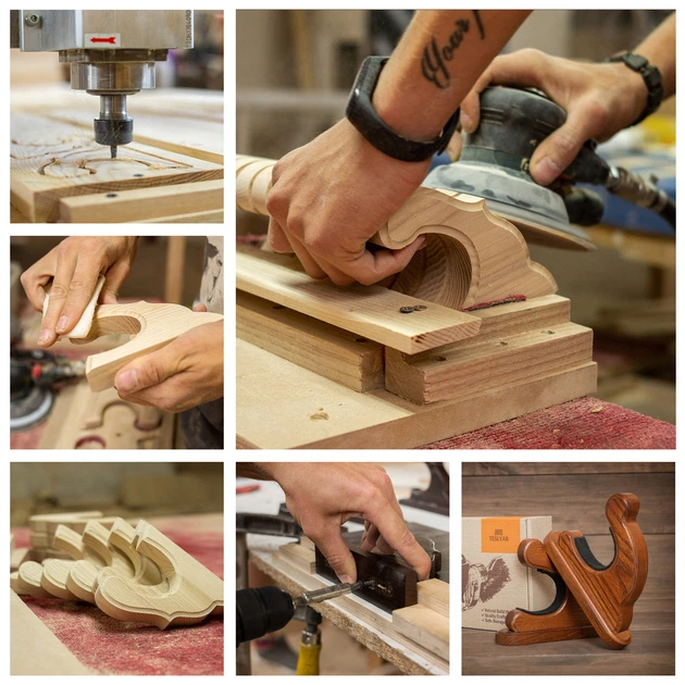 Дерев'яні гачки на стіну Крапля Teslyar універсальні настінні тримачі для рушниці Світло-коричневі (комплект із 2 шт) (AR0003) - зображення 7