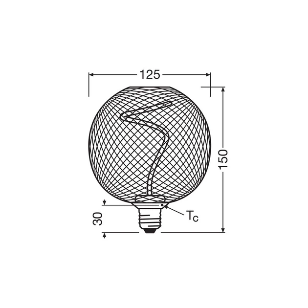 Лампа светодиодная винтажная 3.5W 220V 130lm 1800K E27 DIM 125x150mm филаментная [4058075840287] OSRAM LED DECO SPIRAL G125 BLACK - изображение 4
